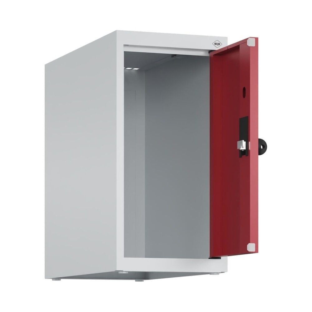 Produktabbildung Nr. 1: C+P Aufsatzschrank für Kleiderspind Serie Classic PLUS, 1 Abteil  Breite 250 mm, lichtgrau, rubinrot, für Vorhängeschloss
