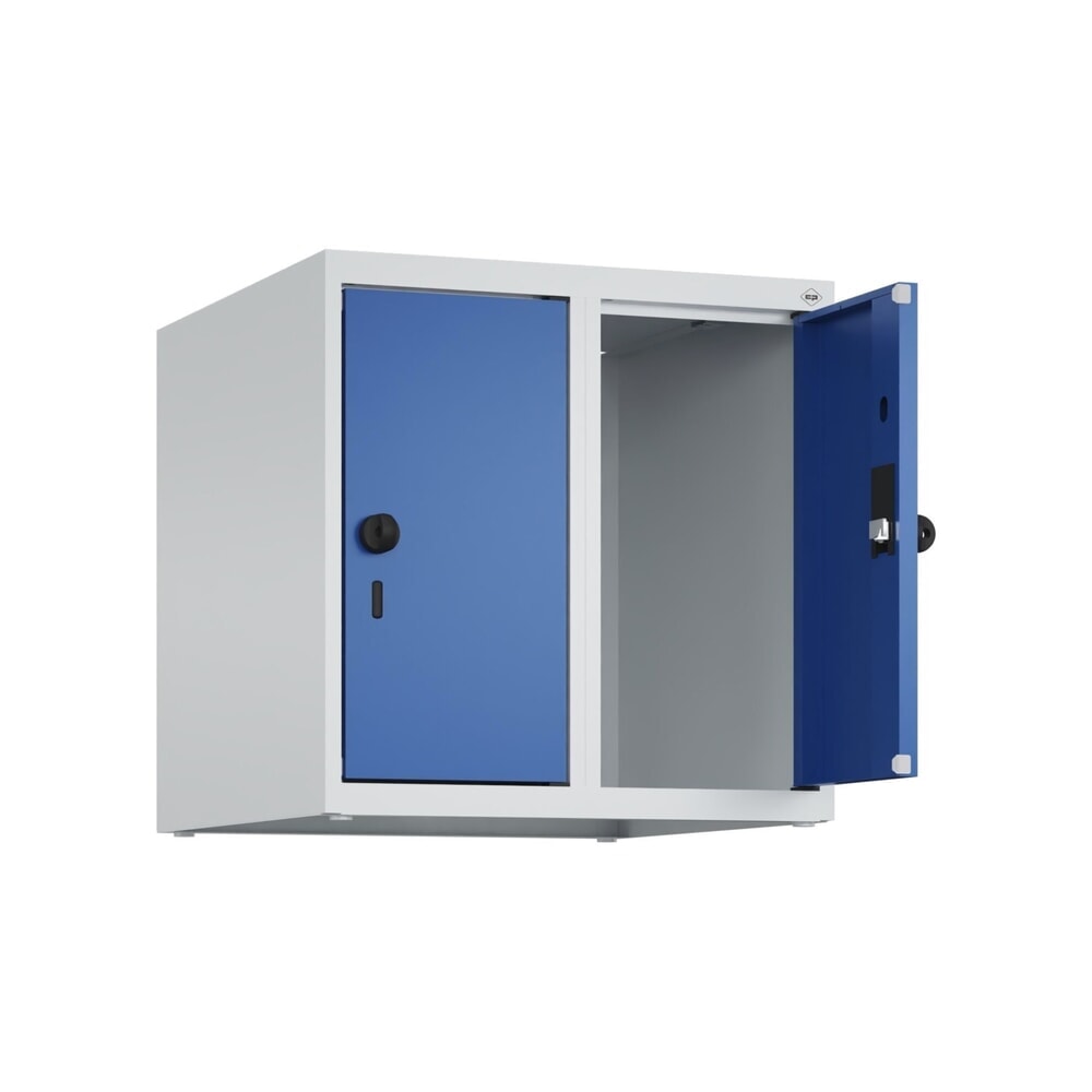 C+P Aufsatzschrank für Kleiderspind Serie Classic PLUS, 2 Abteile Breite 250 mm, lichtgrau, enzianblau, für Vorhängeschloss Produktabbildung: C+P Aufsatzschrank für Kleiderspind Serie Classic PLUS, 2 Abteile Breite 250 mm, lichtgrau, enzianblau, für Vorhängeschloss