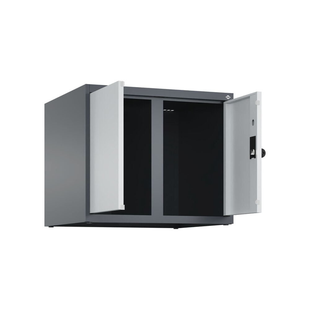 Produktabbildung Nr. 1: C+P Aufsatzschrank für Kleiderspind Serie Classic PLUS, 2 Abteile mit Trennwand, Breite 300 mm, anthrazitgrau, lichtgrau, für Vorhängeschloss