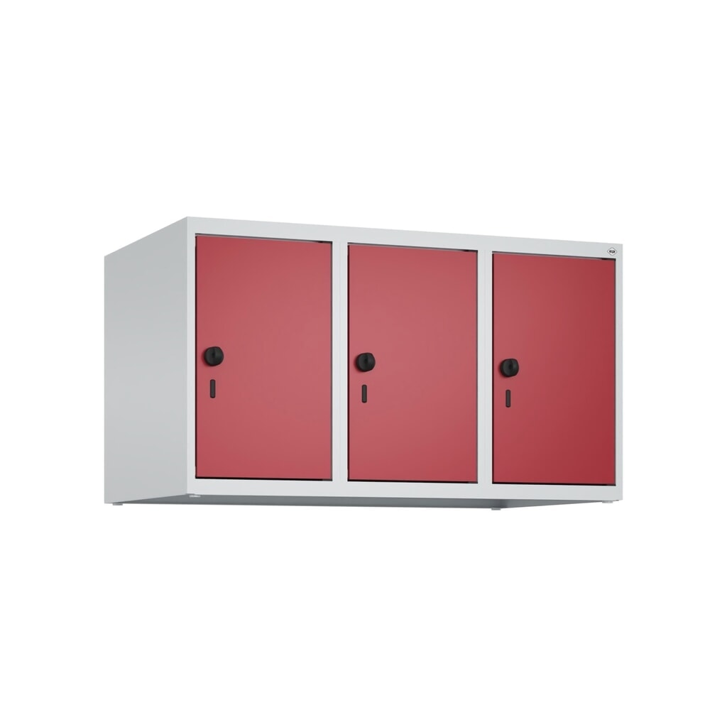 Produktabbildung Nr. 7: C+P Aufsatzschrank für Kleiderspind Serie Classic PLUS, 3 Abteile Breite 300 mm, lichtgrau, rubinrot, für Vorhängeschloss