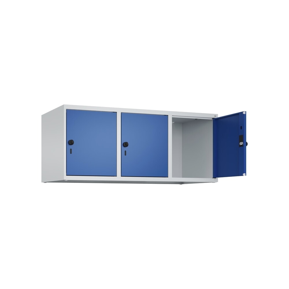 Produktabbildung Nr. 1: C+P Aufsatzschrank für Kleiderspind Serie Classic PLUS, 3 Abteile Breite 400 mm, lichtgrau, enzianblau, für Vorhängeschloss