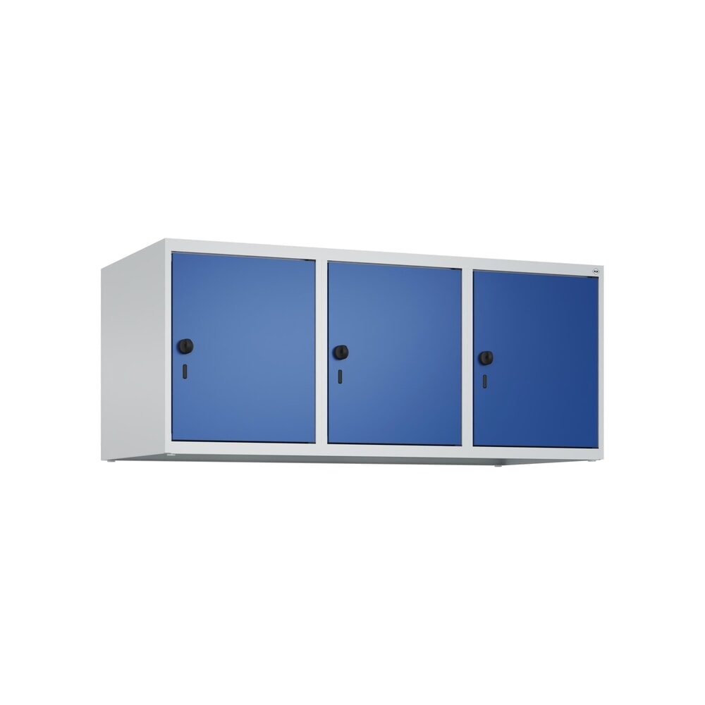 Produktabbildung Nr. 9: C+P Aufsatzschrank für Kleiderspind Serie Classic PLUS, 3 Abteile Breite 400 mm, lichtgrau, enzianblau, für Vorhängeschloss