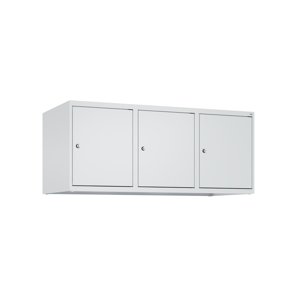 Produktabbildung Nr. 9: C+P Aufsatzschrank für Kleiderspind Serie Classic PLUS, 3 Abteile Breite 400 mm, lichtgrau, lichtgrau, Zylinderschloss