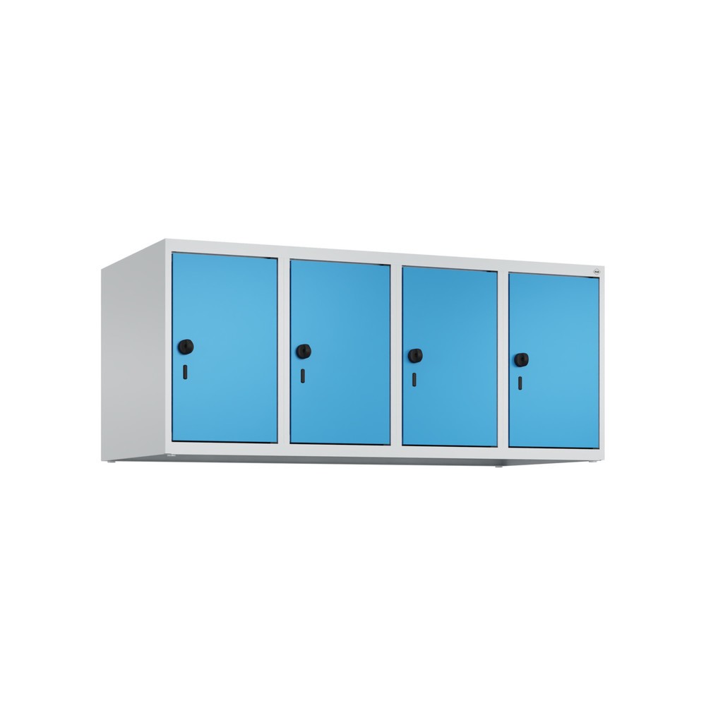 Produktabbildung: C+P Aufsatzschrank für Kleiderspind Serie Classic PLUS, 4 Abteile Breite 300 mm, lichtgrau, lichtblau, für Vorhängeschloss