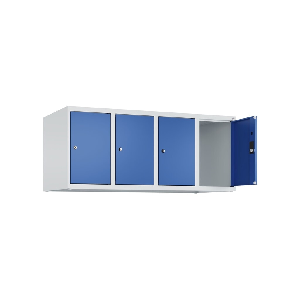 Produktabbildung: C+P Aufsatzschrank für Kleiderspind Serie Classic PLUS, 4 Abteile Breite 300 mm, lichtgrau, enzianblau, Zylinderschloss