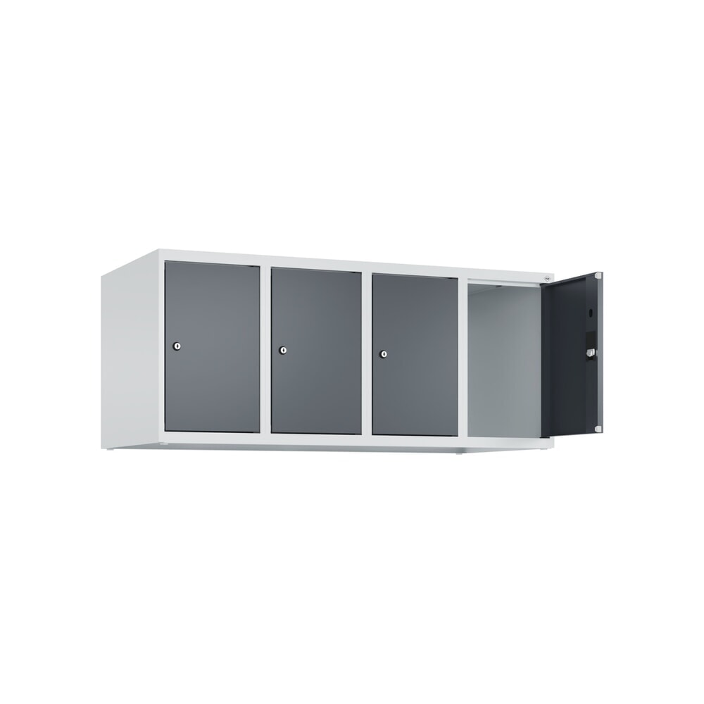 Produktabbildung: C+P Aufsatzschrank für Kleiderspind Serie Classic PLUS, 4 Abteile Breite 300 mm, lichtgrau, anthrazitgrau, Zylinderschloss