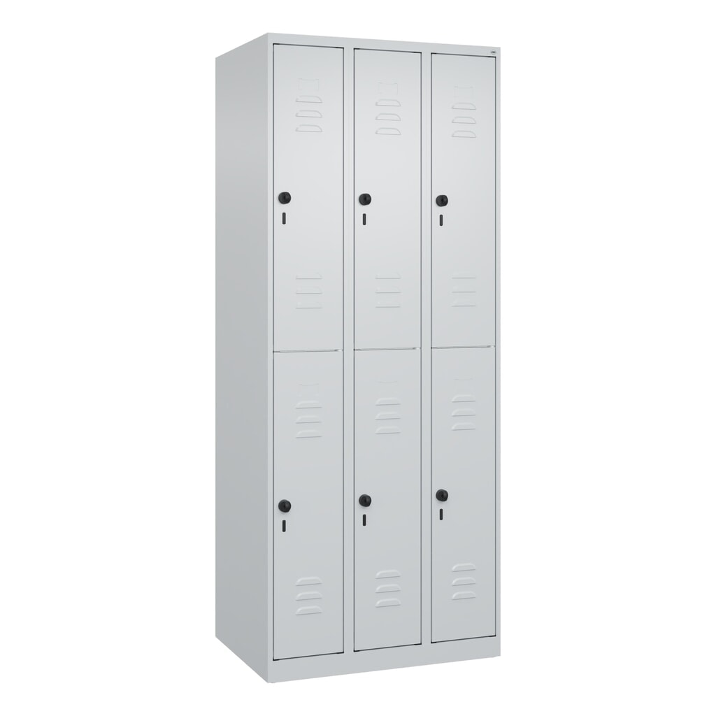 C+P Doppelstock-Spind Classic PLUS, 3 Abteile, HxBxT 1.850 x 750 x 500 mm, lichtgrau, lichtgrau, für Vorhängeschloss, 6 Fächer Produktabbildung Nr. 9: C+P Doppelstock-Spind Classic PLUS, 3 Abteile, HxBxT 1.850 x 750 x 500 mm, lichtgrau, lichtgrau, für Vorhängeschloss, 6 Fächer
