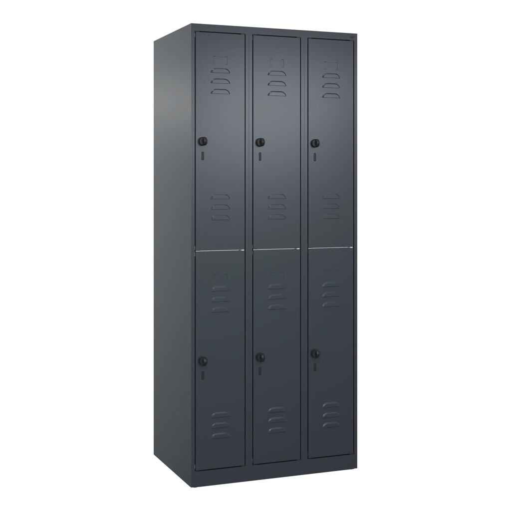 C+P Doppelstock-Spind Classic PLUS, 3 Abteile, HxBxT 1.850 x 750 x 500 mm, anthrazitgrau, anthrazitgrau, für Vorhängeschloss, 6 Fächer Produktabbildung Nr. 9: C+P Doppelstock-Spind Classic PLUS, 3 Abteile, HxBxT 1.850 x 750 x 500 mm, anthrazitgrau, anthrazitgrau, für Vorhängeschloss, 6 Fächer