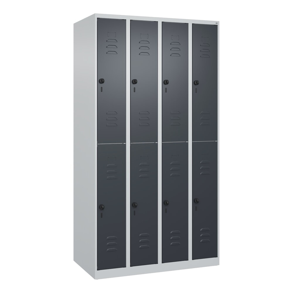 C+P Doppelstock-Spind Classic PLUS, 4 Abteile, HxBxT 1.850 x 1.000 x 500 mm, lichtgrau, anthrazitgrau, für Vorhängeschloss, 8 Fächer Produktabbildung Nr. 9: C+P Doppelstock-Spind Classic PLUS, 4 Abteile, HxBxT 1.850 x 1.000 x 500 mm, lichtgrau, anthrazitgrau, für Vorhängeschloss, 8 Fächer