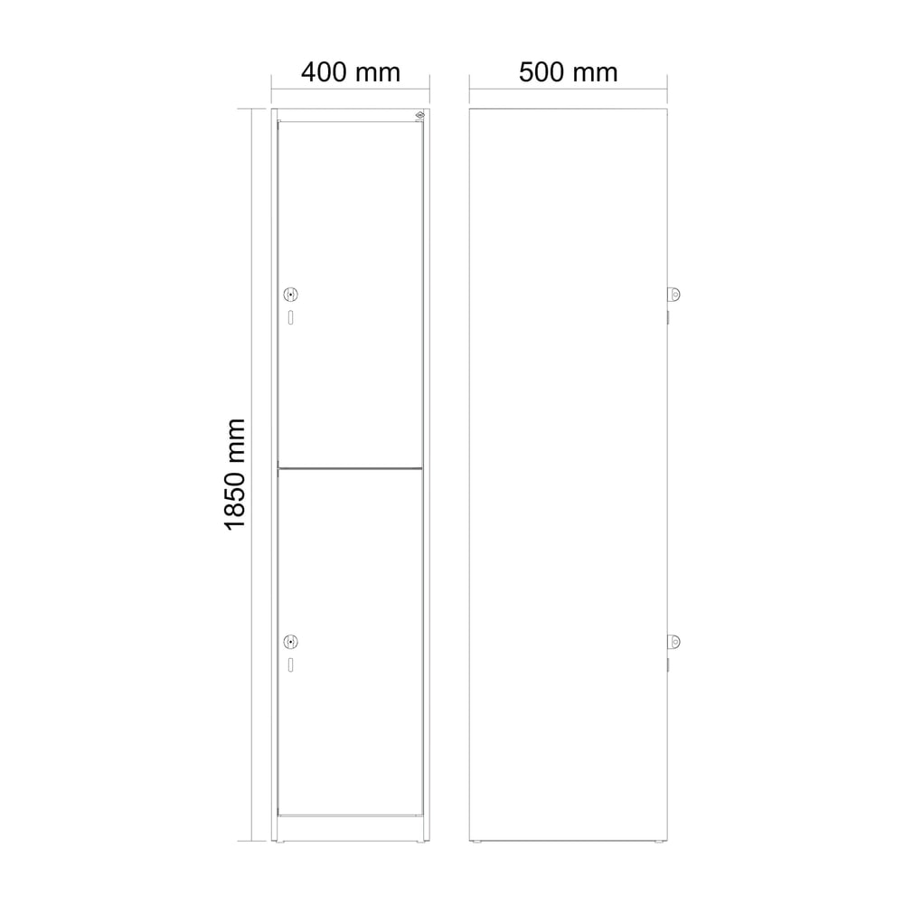 Produktabbildung Nr. 8: C+P Doppelstock-Spind Classic PLUS, 1 Abteil, HxBxT 1.850 x 400 x 500 mm, lichtgrau, clowngrün, für Vorhängeschloss, 2 Fächer