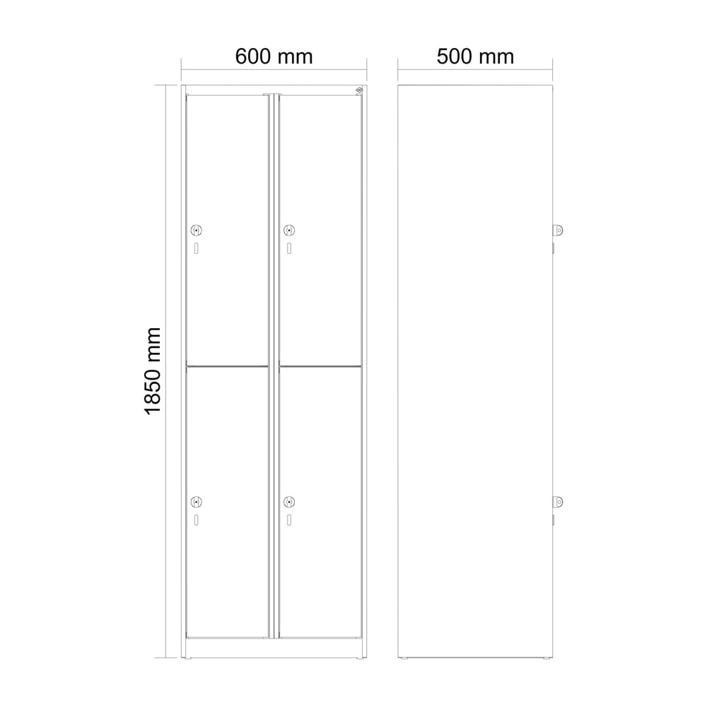 Produktabbildung Nr. 10: C+P Doppelstock-Spind Classic PLUS, 2 Abteile, HxBxT 1.850 x 600 x 500 mm, lichtgrau, rubinrot, für Vorhängeschloss, 4 Fächer