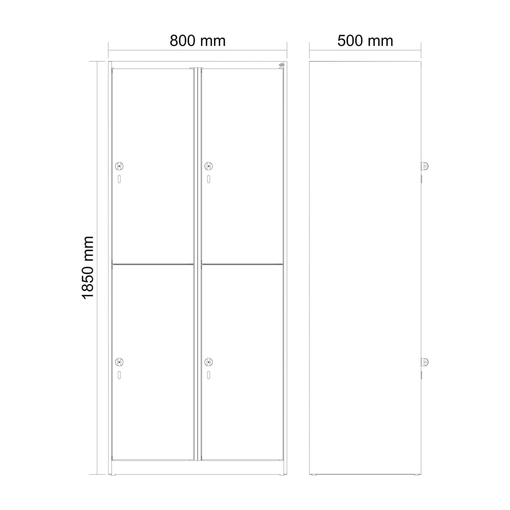 Produktabbildung Nr. 8: C+P Doppelstock-Spind Classic PLUS, 2 Abteile, HxBxT 1.850 x 800 x 500 mm, lichtgrau, lichtblau, Zylinderschloss, 4 Fächer