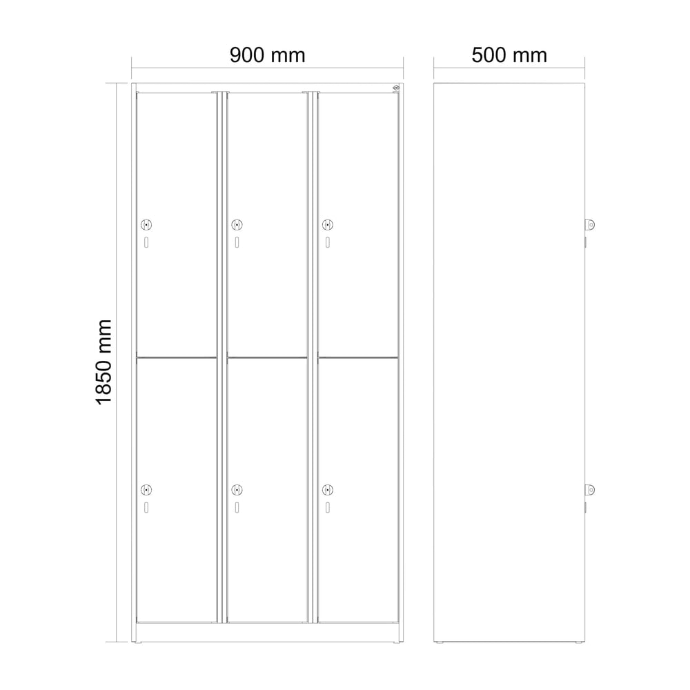 C+P Doppelstock-Spind Classic PLUS, 3 Abteile, HxBxT 1.850 x 900 x 500 mm, lichtgrau, enzianblau, für Vorhängeschloss, 6 Fächer Produktabbildung Nr. 8: C+P Doppelstock-Spind Classic PLUS, 3 Abteile, HxBxT 1.850 x 900 x 500 mm, lichtgrau, enzianblau, für Vorhängeschloss, 6 Fächer