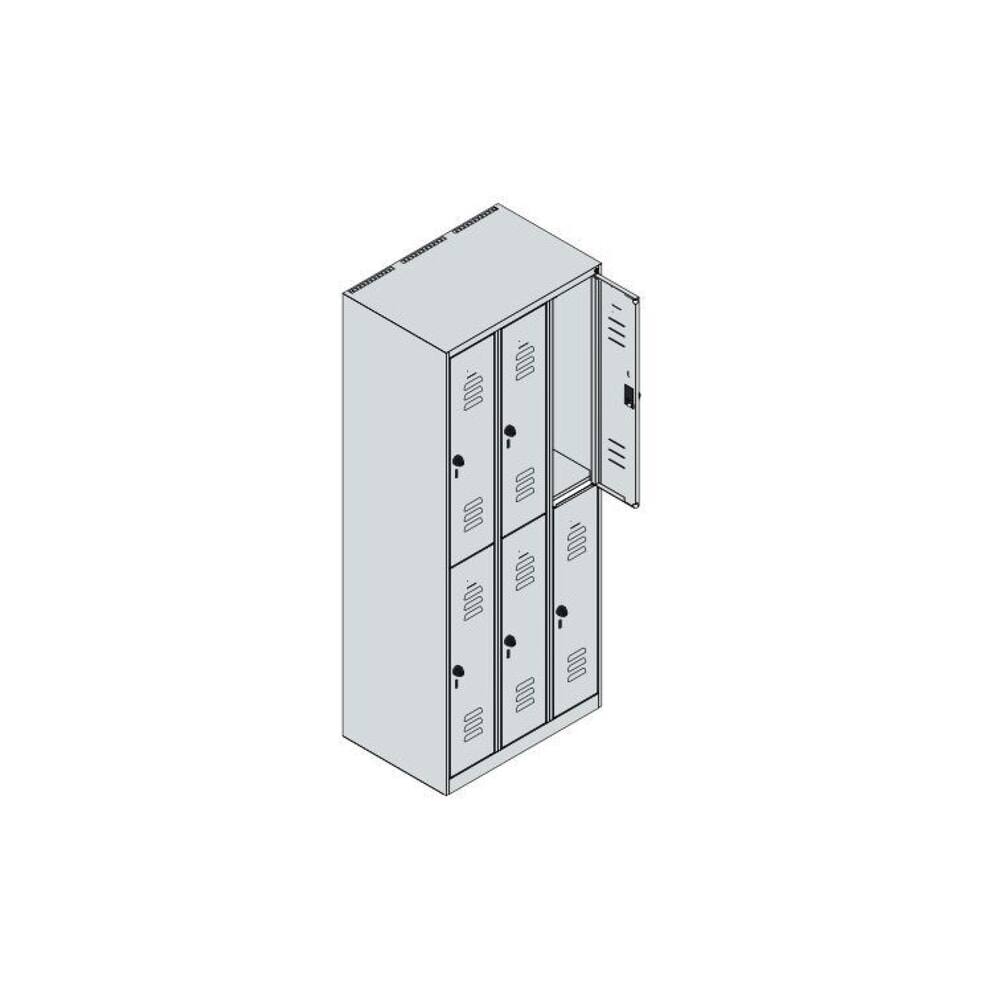 Produktabbildung Nr. 8: C+P Doppelstock-Spind Classic PLUS, 3 Abteile, HxBxT 1.850 x 750 x 500 mm, lichtgrau, lichtblau, für Vorhängeschloss, 6 Fächer