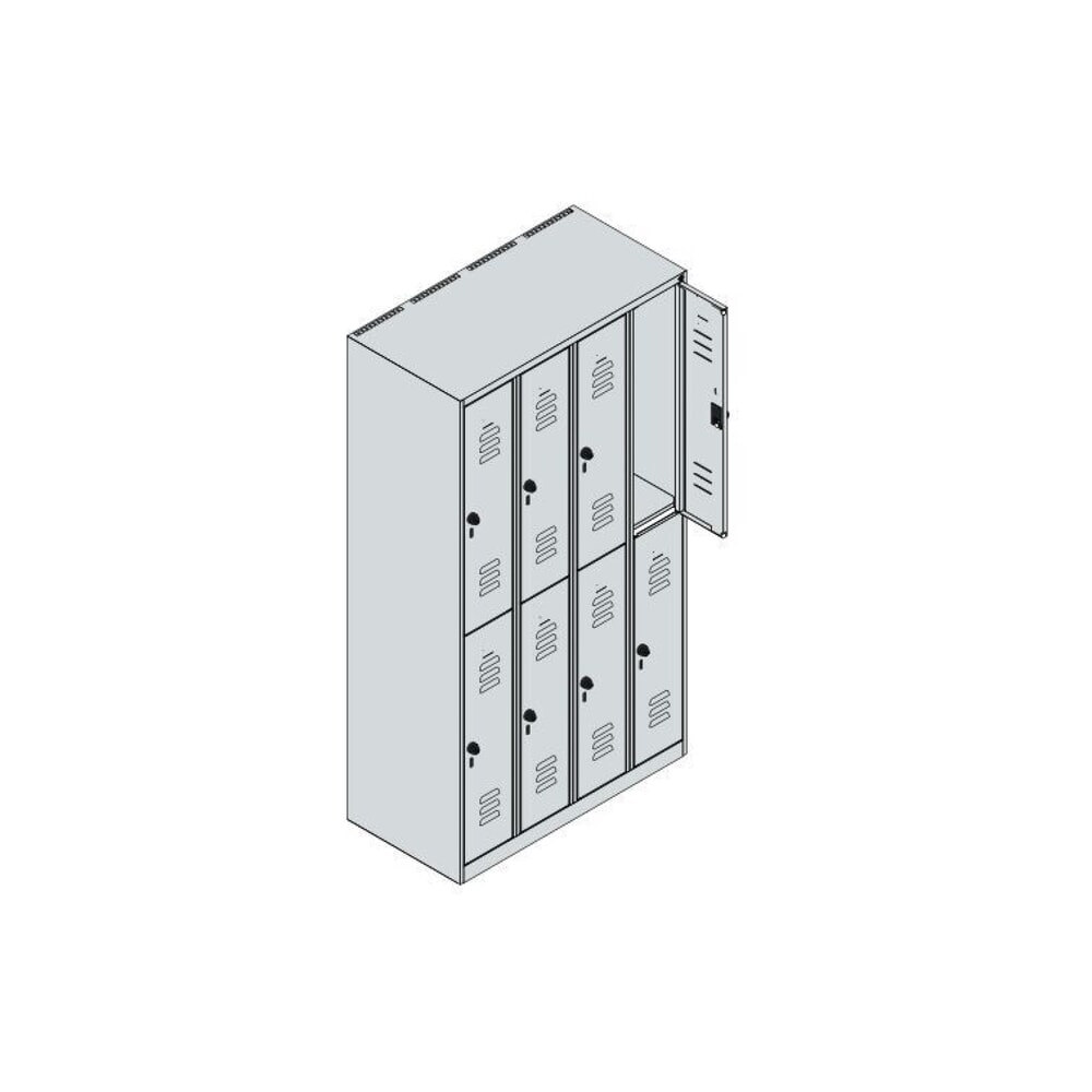 C+P Doppelstock-Spind Classic PLUS, 4 Abteile, HxBxT 1.850 x 1.000 x 500 mm, lichtgrau, anthrazitgrau, für Vorhängeschloss, 8 Fächer Produktabbildung Nr. 8: C+P Doppelstock-Spind Classic PLUS, 4 Abteile, HxBxT 1.850 x 1.000 x 500 mm, lichtgrau, anthrazitgrau, für Vorhängeschloss, 8 Fächer