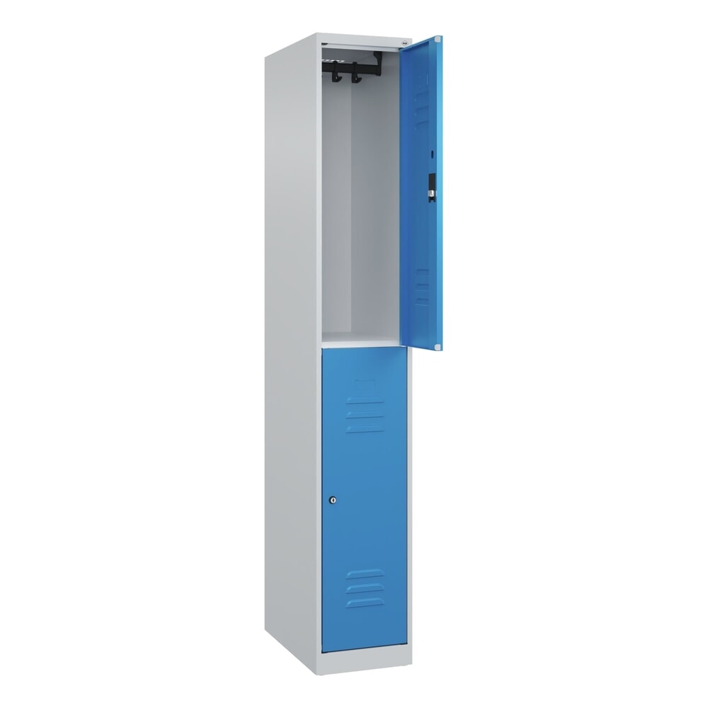 C+P Doppelstock-Spind Classic PLUS, 1 Abteil, HxBxT 1.850 x 300 x 500 mm, lichtgrau, lichtblau, Zylinderschloss, 2 Fächer Produktabbildung Nr. 1: C+P Doppelstock-Spind Classic PLUS, 1 Abteil, HxBxT 1.850 x 300 x 500 mm, lichtgrau, lichtblau, Zylinderschloss, 2 Fächer