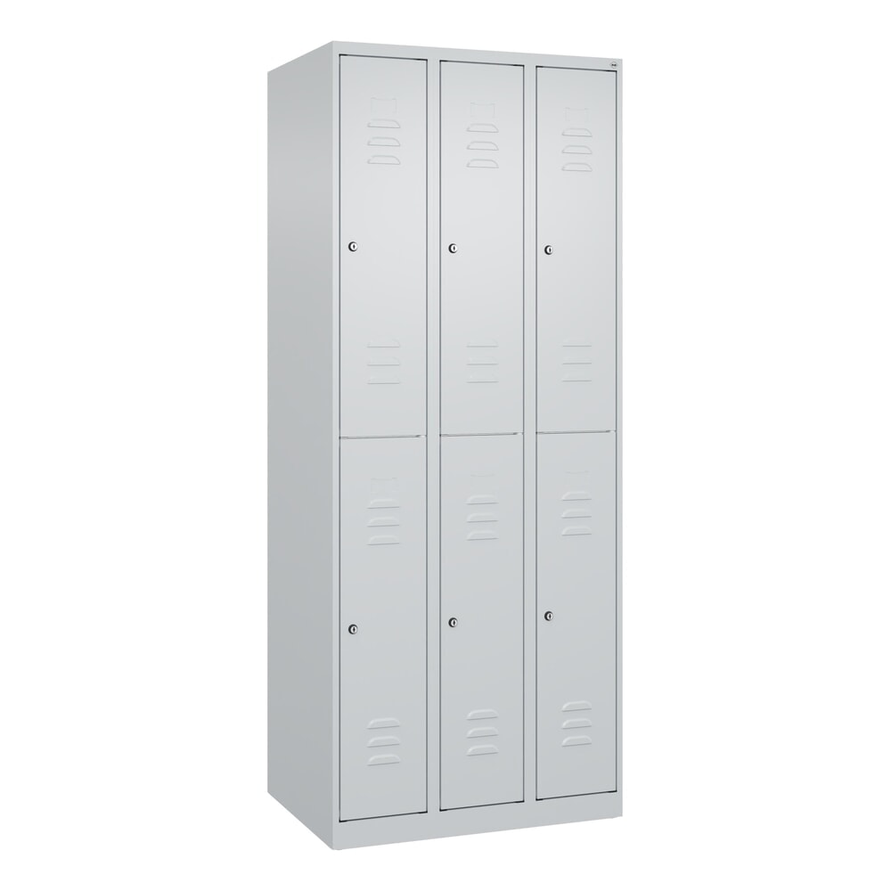 Produktabbildung Nr. 9: C+P Doppelstock-Spind Classic PLUS, 3 Abteile, HxBxT 1.850 x 750 x 500 mm, lichtgrau, lichtgrau, Zylinderschloss, 6 Fächer