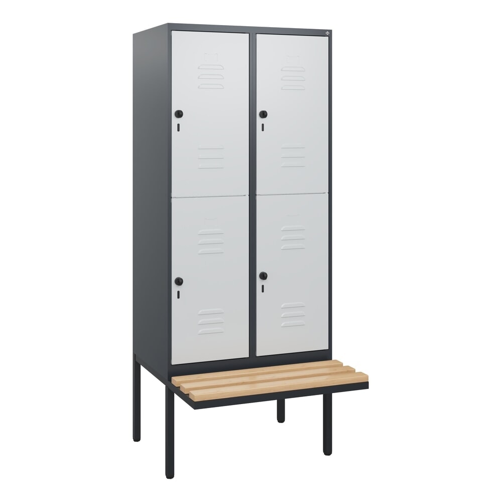 C+P Doppelstock-Spind Classic PLUS, 2 Abteile, HxBxT 1.950 x 800 x 815 mm, für Vorhängeschloss, auskragende Bank aus Buche, anthrazitgrau, lichtgrau Produktabbildung Nr. 9: C+P Doppelstock-Spind Classic PLUS, 2 Abteile, HxBxT 1.950 x 800 x 815 mm, für Vorhängeschloss, auskragende Bank aus Buche, anthrazitgrau, lichtgrau