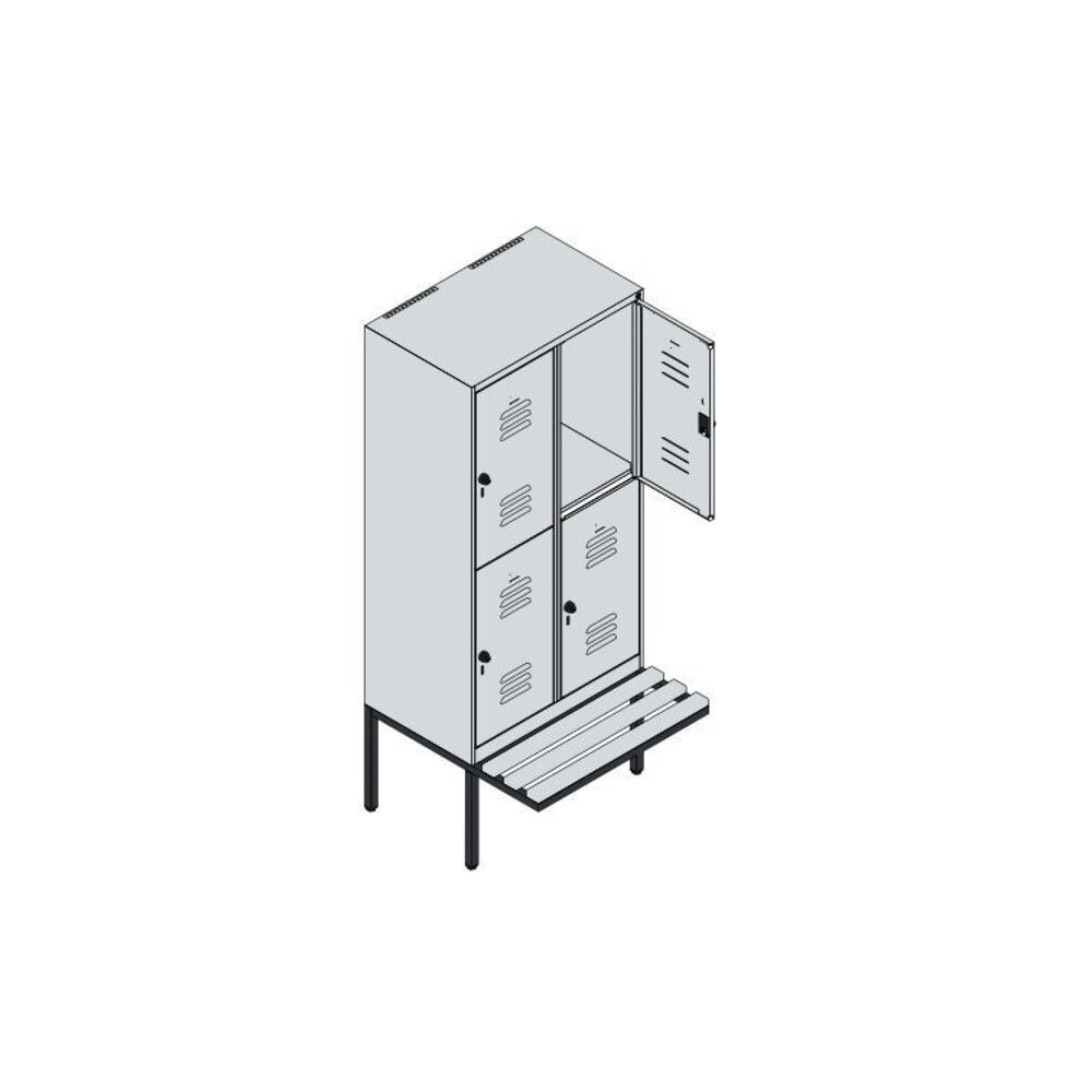 C+P Doppelstock-Spind Classic PLUS, 2 Abteile, HxBxT 1.950 x 800 x 815 mm, für Vorhängeschloss, auskragende Bank aus Buche, lichtgrau, rubinrot Produktabbildung Nr. 9: C+P Doppelstock-Spind Classic PLUS, 2 Abteile, HxBxT 1.950 x 800 x 815 mm, für Vorhängeschloss, auskragende Bank aus Buche, lichtgrau, rubinrot