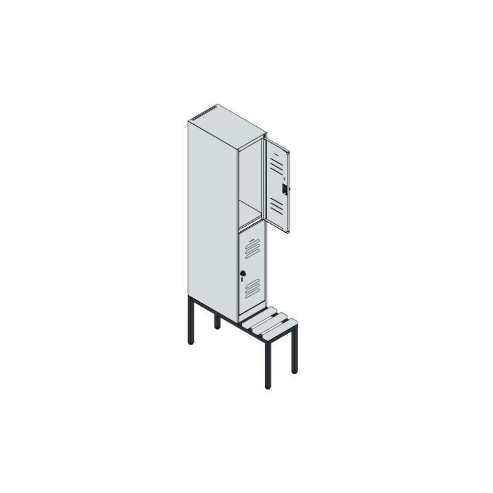 Produktabbildung Nr. 8: C+P Doppelstock-Spind Classic PLUS, 1 Abteil, HxBxT 1.950 x 300 x 815 mm, Zylinderschloss, untergebaute Bank aus Kunststoff, lichtgrau, clowngrün