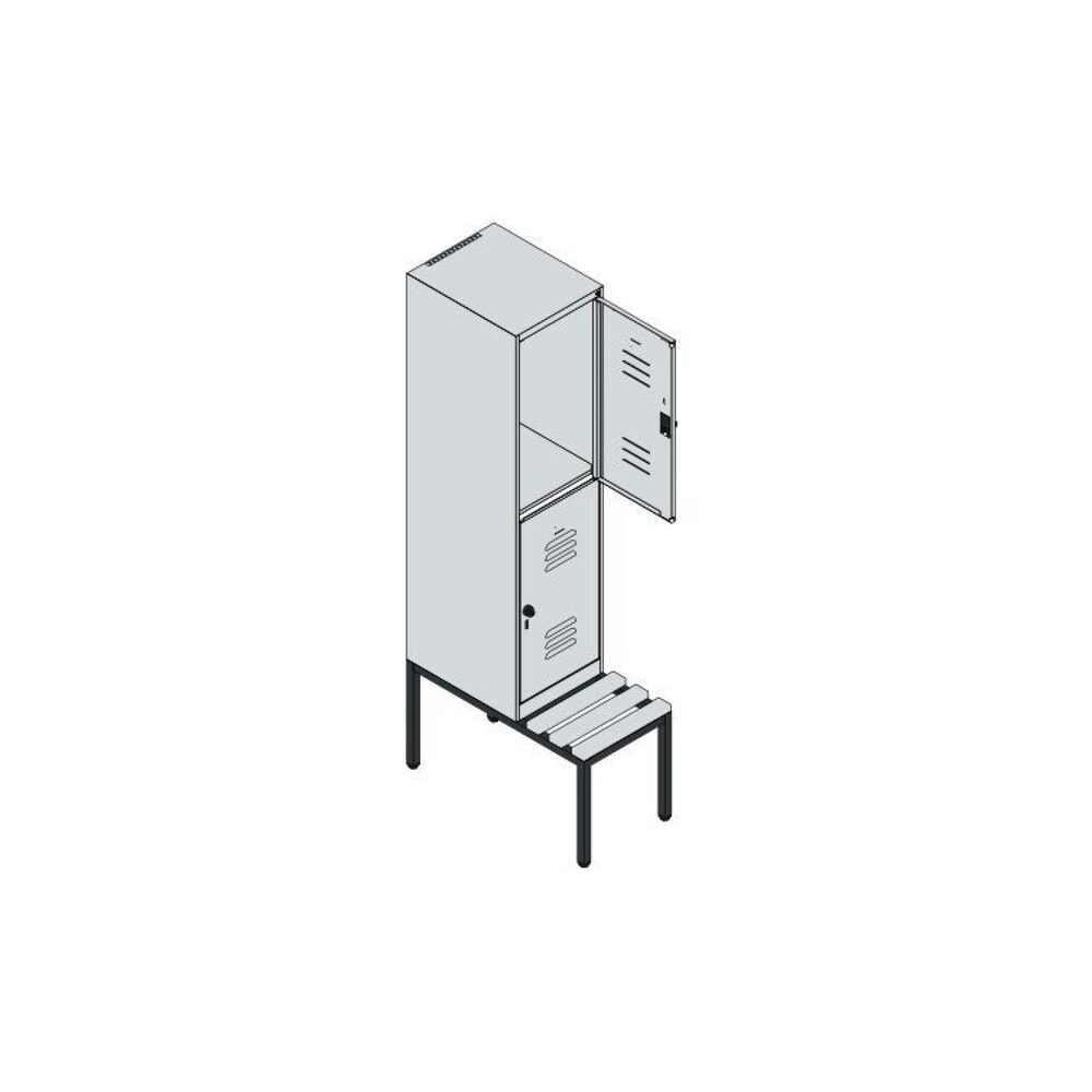 Produktabbildung Nr. 8: C+P Doppelstock-Spind Classic PLUS, 1 Abteil, HxBxT 1.950 x 400 x 815 mm, für Vorhängeschloss, untergebaute Bank aus Kunststoff, lichtgrau, anthrazitgrau