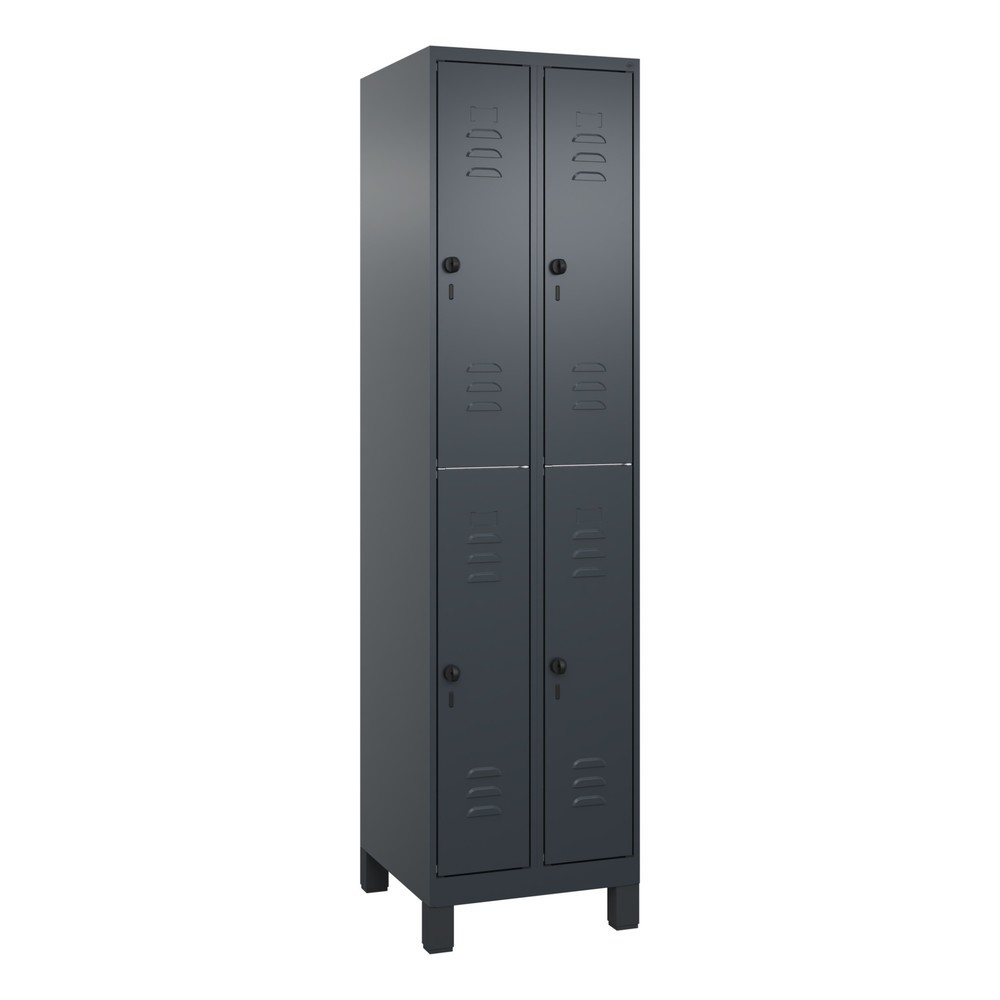 Produktabbildung: C+P Doppelstock-Spind Classic PLUS, Füße, 2 Abteile, HxBxT 1.950 x 500 x 500 mm, anthrazitgrau, anthrazitgrau, 4 Fächer, für Vorhängeschloss