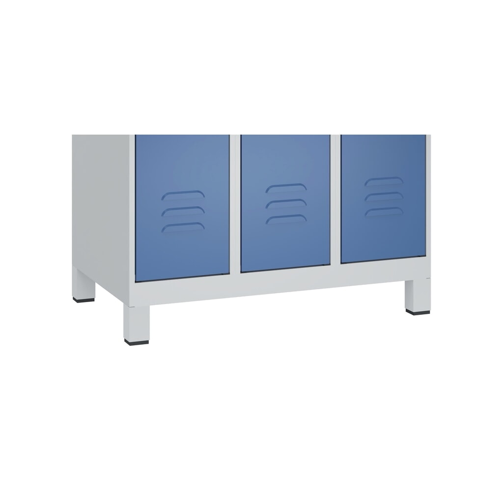 Produktabbildung Nr. 7: C+P Doppelstock-Spind Classic PLUS, Füße, 3 Abteile, HxBxT 1.950 x 750 x 500 mm, lichtgrau, lichtblau, 6 Fächer, für Vorhängeschloss