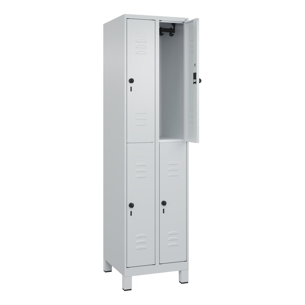 C+P Doppelstock-Spind Classic PLUS, Füße, 2 Abteile, HxBxT 1.950 x 500 x 500 mm, lichtgrau, lichtgrau, 4 Fächer, für Vorhängeschloss Produktabbildung Nr. 1: C+P Doppelstock-Spind Classic PLUS, Füße, 2 Abteile, HxBxT 1.950 x 500 x 500 mm, lichtgrau, lichtgrau, 4 Fächer, für Vorhängeschloss