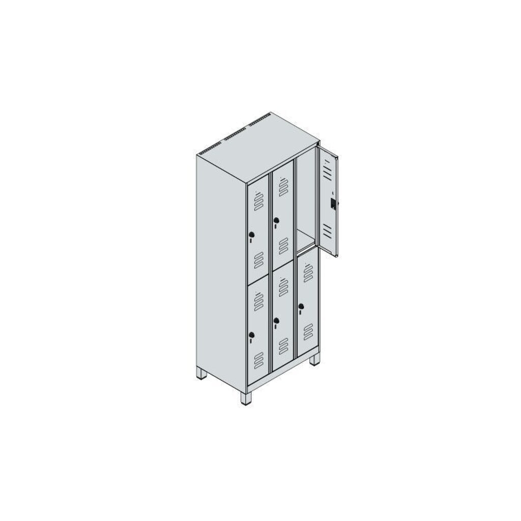 C+P Doppelstock-Spind Classic PLUS, Füße, 3 Abteile, HxBxT 1.950 x 750 x 500 mm, lichtgrau, lichtblau, 6 Fächer, für Vorhängeschloss Produktabbildung Nr. 8: C+P Doppelstock-Spind Classic PLUS, Füße, 3 Abteile, HxBxT 1.950 x 750 x 500 mm, lichtgrau, lichtblau, 6 Fächer, für Vorhängeschloss