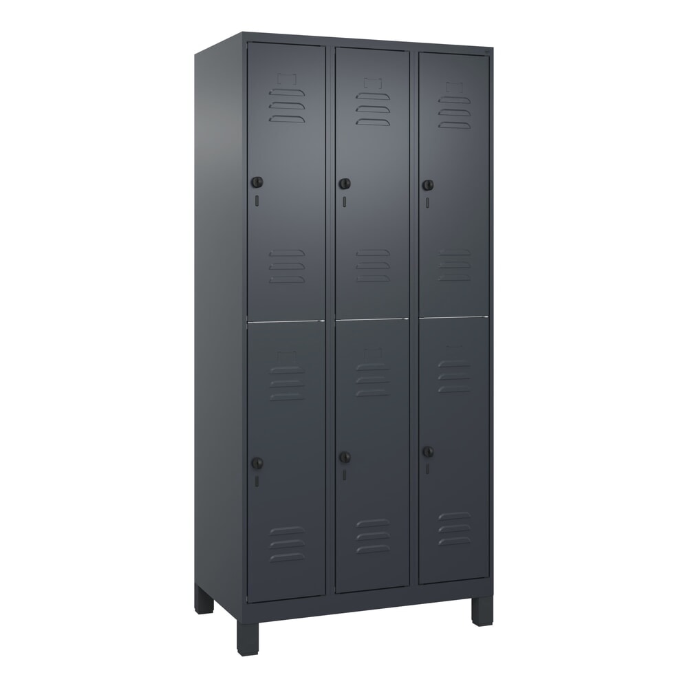 Produktabbildung Nr. 9: C+P Doppelstock-Spind Classic PLUS, Füße, 3 Abteile, HxBxT 1.950 x 900 x 500 mm, anthrazitgrau, anthrazitgrau, 6 Fächer, für Vorhängeschloss