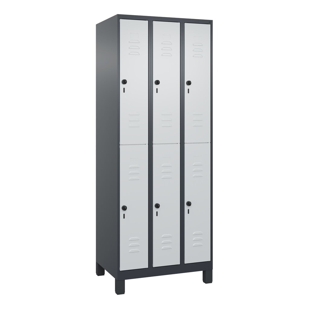 C+P Doppelstock-Spind Classic PLUS, Füße, 3 Abteile, HxBxT 1.950 x 750 x 500 mm, anthrazitgrau, lichtgrau, 6 Fächer, für Vorhängeschloss Produktabbildung Nr. 9: C+P Doppelstock-Spind Classic PLUS, Füße, 3 Abteile, HxBxT 1.950 x 750 x 500 mm, anthrazitgrau, lichtgrau, 6 Fächer, für Vorhängeschloss