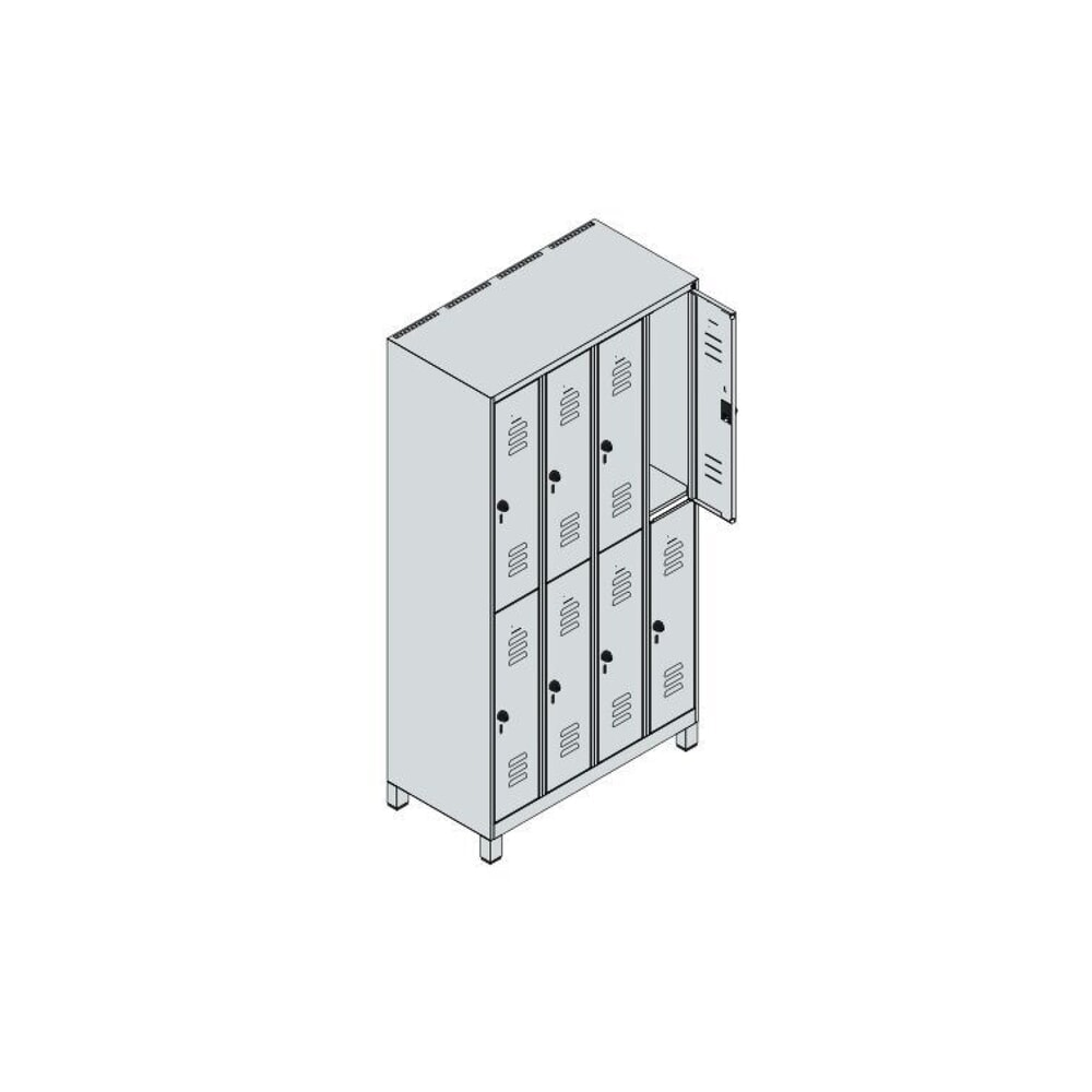 C+P Doppelstock-Spind Classic PLUS, Füße, 4 Abteile, HxBxT 1.950 x 1.000 x 500 mm, lichtgrau, lichtblau, 8 Fächer, für Vorhängeschloss Produktabbildung Nr. 8: C+P Doppelstock-Spind Classic PLUS, Füße, 4 Abteile, HxBxT 1.950 x 1.000 x 500 mm, lichtgrau, lichtblau, 8 Fächer, für Vorhängeschloss
