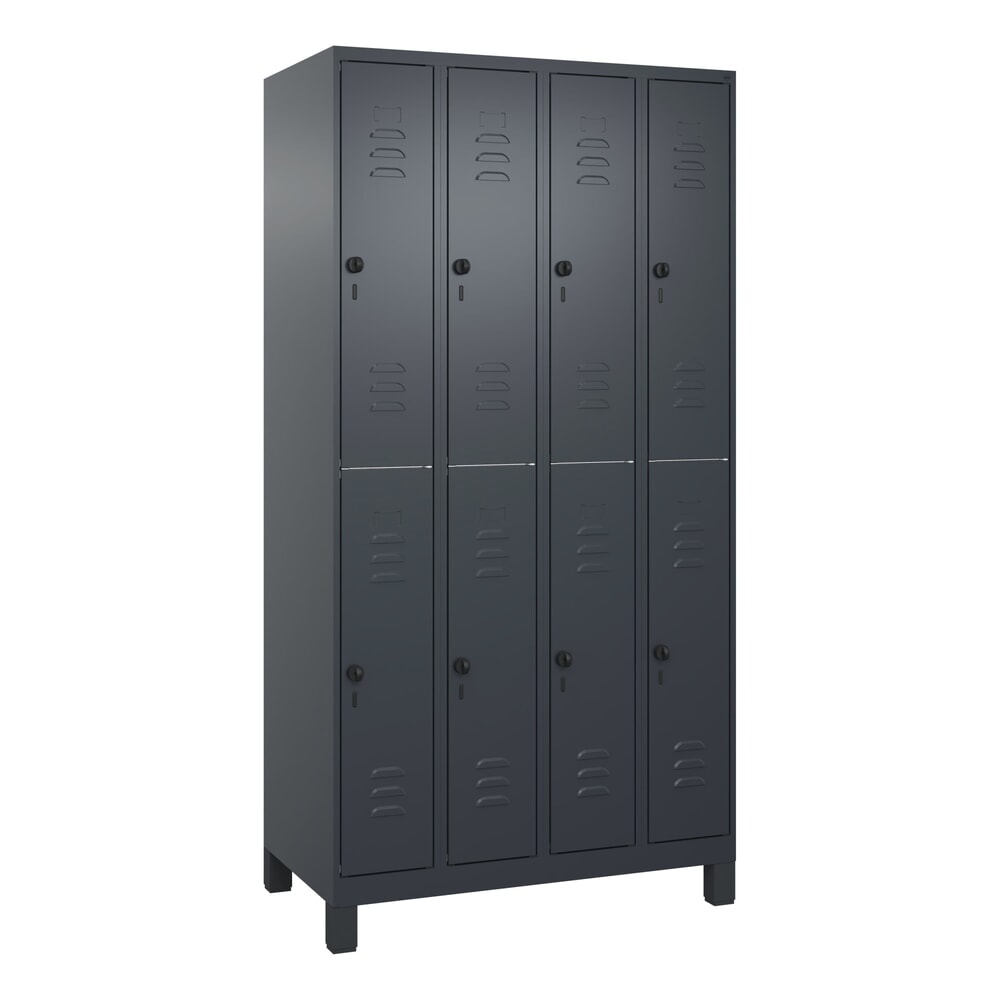 C+P Doppelstock-Spind Classic PLUS, Füße, 4 Abteile, HxBxT 1.950 x 1.000 x 500 mm, anthrazitgrau, anthrazitgrau, 8 Fächer, für Vorhängeschloss Produktabbildung Nr. 9: C+P Doppelstock-Spind Classic PLUS, Füße, 4 Abteile, HxBxT 1.950 x 1.000 x 500 mm, anthrazitgrau, anthrazitgrau, 8 Fächer, für Vorhängeschloss