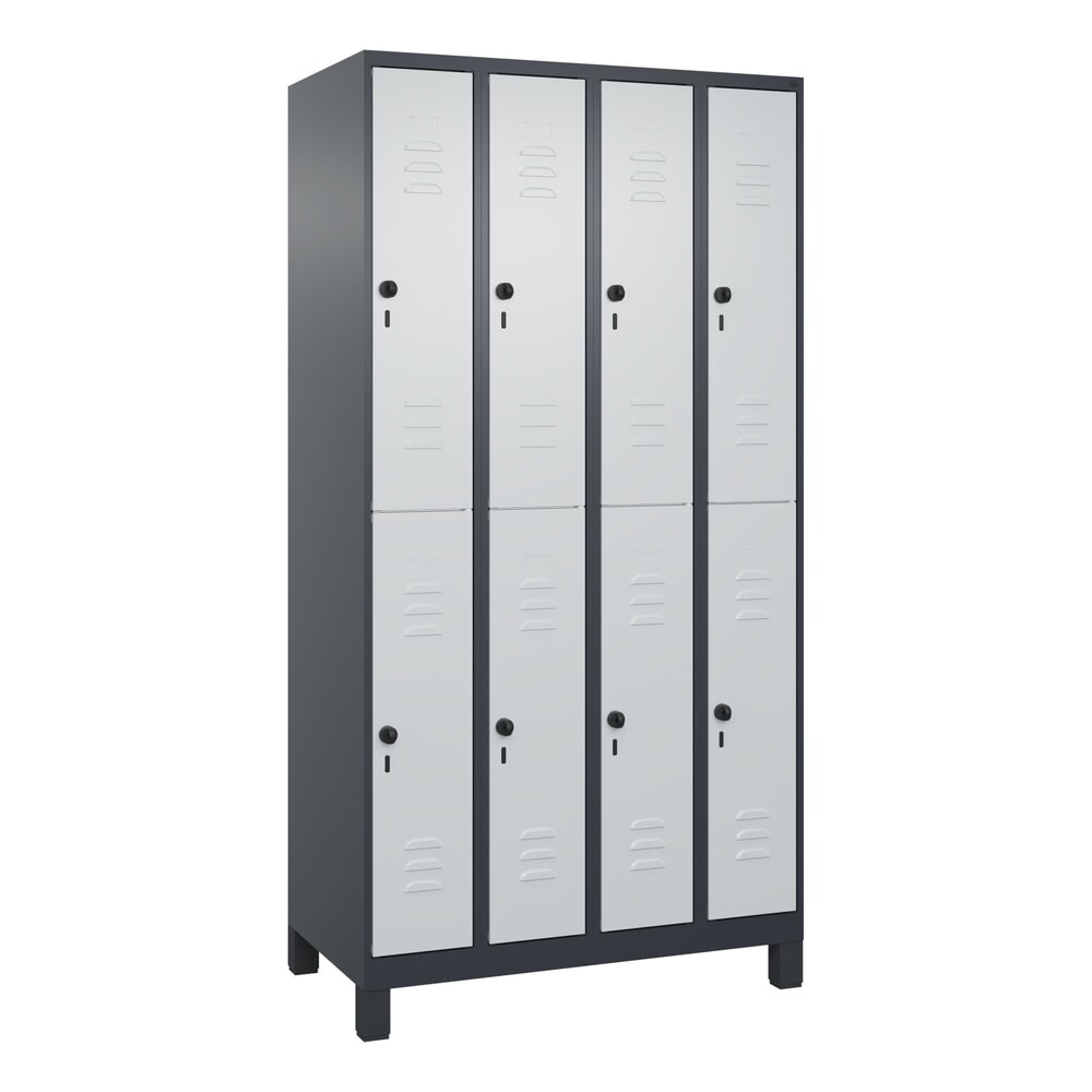 C+P Doppelstock-Spind Classic PLUS, Füße, 4 Abteile, HxBxT 1.950 x 1.000 x 500 mm, anthrazitgrau, lichtgrau, 8 Fächer, für Vorhängeschloss Produktabbildung Nr. 9: C+P Doppelstock-Spind Classic PLUS, Füße, 4 Abteile, HxBxT 1.950 x 1.000 x 500 mm, anthrazitgrau, lichtgrau, 8 Fächer, für Vorhängeschloss