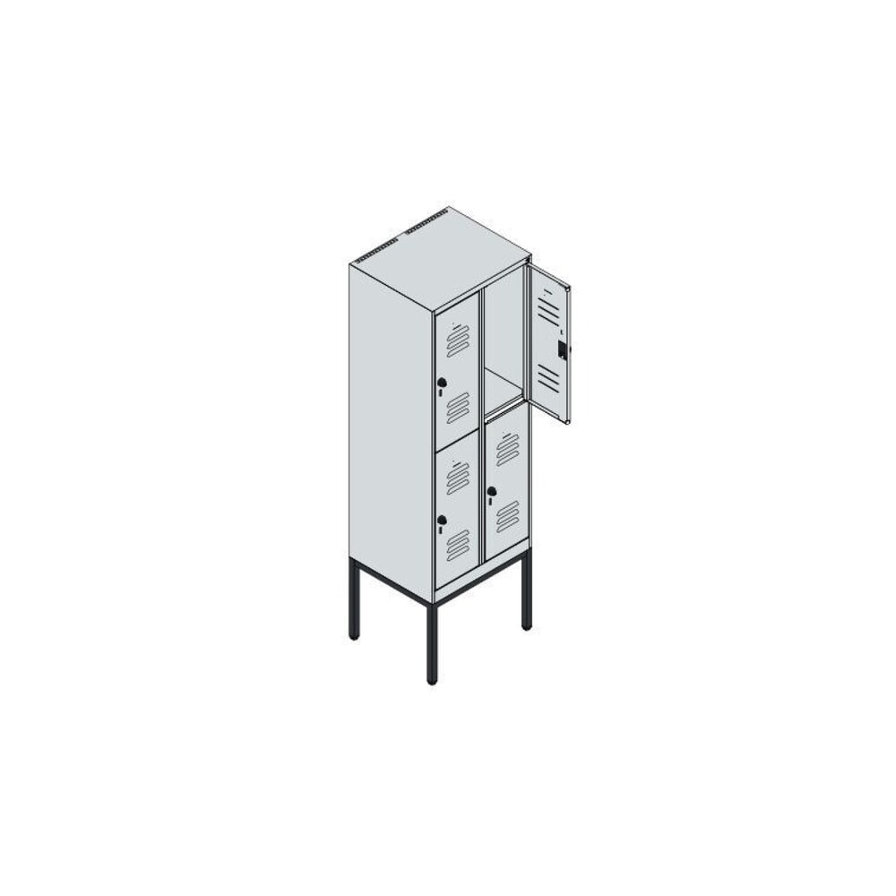 Produktabbildung Nr. 8: C+P Doppelstock-Spind Classic PLUS, Gestell, 2 Abteile, HxBxT 1.950 x 600 x 500 mm, lichtgrau, enzianblau, Zylinderschloss, 4 Fächer