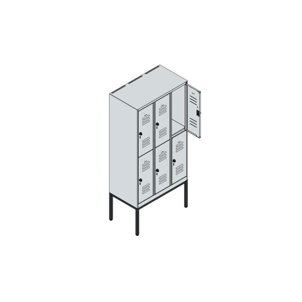 C+P Doppelstock-Spind Classic PLUS, Gestell, 3 Abteile, HxBxT 1.950 x 900 x 500 mm, lichtgrau, rubinrot, für Vorhängeschloss, 6 Fächer Produktabbildung Nr. 8: C+P Doppelstock-Spind Classic PLUS, Gestell, 3 Abteile, HxBxT 1.950 x 900 x 500 mm, lichtgrau, rubinrot, für Vorhängeschloss, 6 Fächer