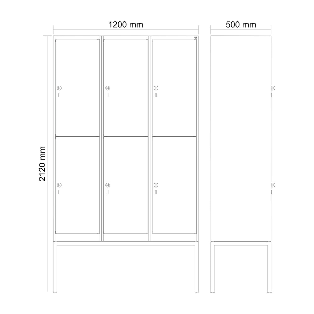 C+P Doppelstock-Spind Classic PLUS, Gestell, 3 Abteile, HxBxT 2.120 x 1.200 x 500 mm, anthrazitgrau, lichtgrau, Zylinderschloss, 6 Fächer Produktabbildung Nr. 8: C+P Doppelstock-Spind Classic PLUS, Gestell, 3 Abteile, HxBxT 2.120 x 1.200 x 500 mm, anthrazitgrau, lichtgrau, Zylinderschloss, 6 Fächer