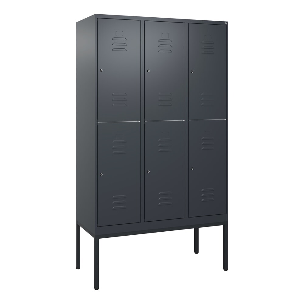 C+P Doppelstock-Spind Classic PLUS, Gestell, 3 Abteile, HxBxT 2.120 x 1.200 x 500 mm, anthrazitgrau, anthrazitgrau, Zylinderschloss, 6 Fächer Produktabbildung Nr. 9: C+P Doppelstock-Spind Classic PLUS, Gestell, 3 Abteile, HxBxT 2.120 x 1.200 x 500 mm, anthrazitgrau, anthrazitgrau, Zylinderschloss, 6 Fächer