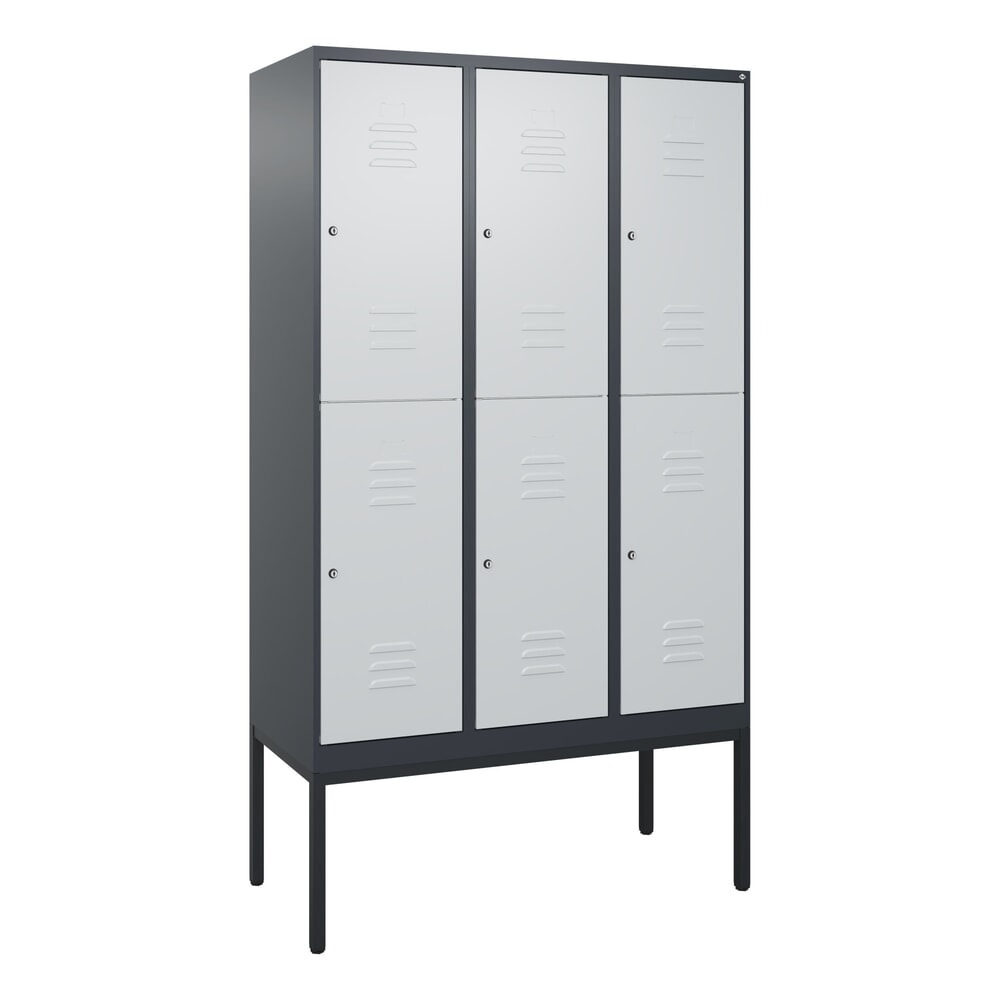 C+P Doppelstock-Spind Classic PLUS, Gestell, 3 Abteile, HxBxT 2.120 x 1.200 x 500 mm, anthrazitgrau, lichtgrau, Zylinderschloss, 6 Fächer Produktabbildung Nr. 9: C+P Doppelstock-Spind Classic PLUS, Gestell, 3 Abteile, HxBxT 2.120 x 1.200 x 500 mm, anthrazitgrau, lichtgrau, Zylinderschloss, 6 Fächer