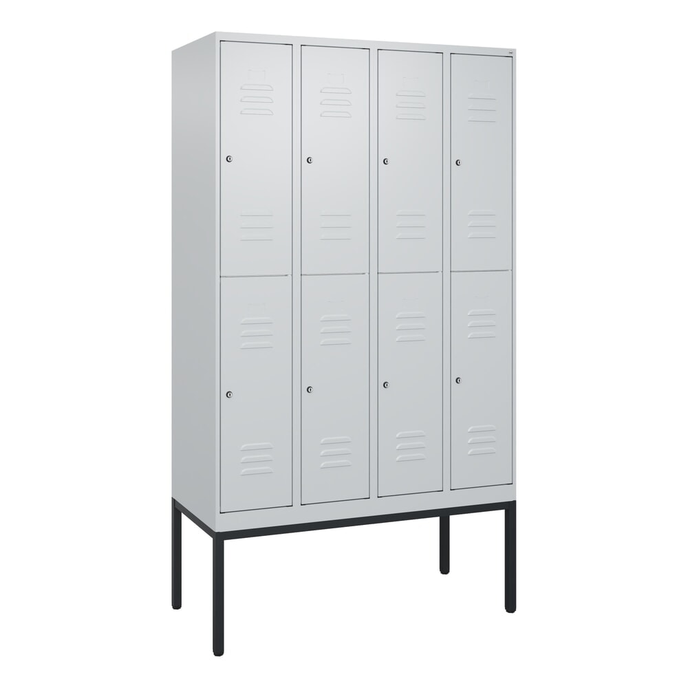 Produktabbildung Nr. 9: C+P Doppelstock-Spind Classic PLUS, Gestell, 4 Abteile, HxBxT 2.120 x 1.200 x 500 mm, lichtgrau, lichtgrau, Zylinderschloss, 8 Fächer