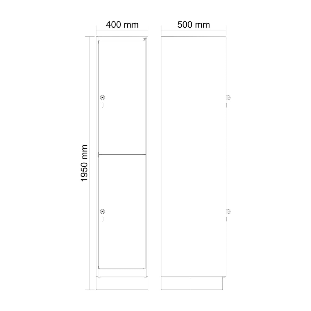 Produktabbildung Nr. 8: C+P Doppelstock-Spind Classic PLUS, Sockel, 1 Abteil, HxBxT 1.950 x 400 x 500 mm, lichtgrau, anthrazitgrau, 2 Fächer, für Vorhängeschloss