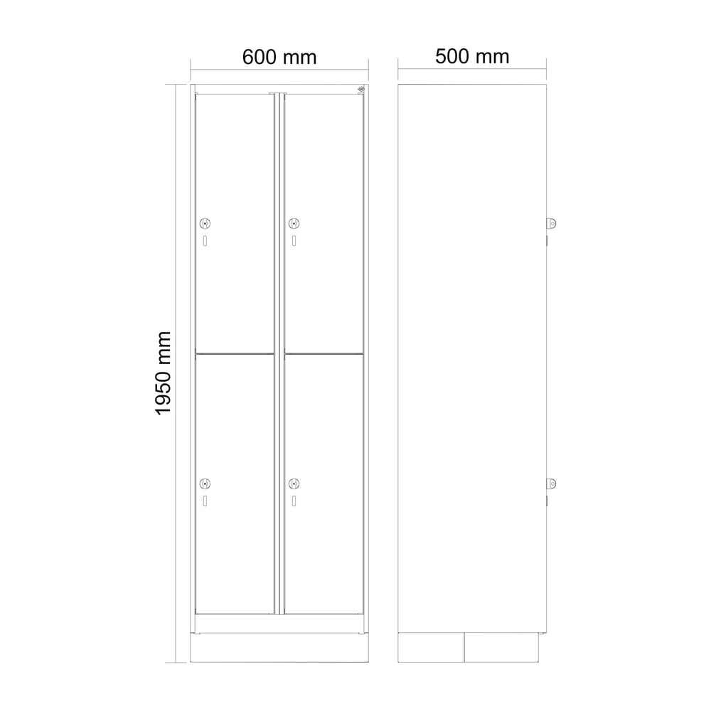 Produktabbildung Nr. 8: C+P Doppelstock-Spind Classic PLUS, Sockel, 2 Abteile, HxBxT 1.950 x 600 x 500 mm, lichtgrau, enzianblau, 4 Fächer, für Vorhängeschloss