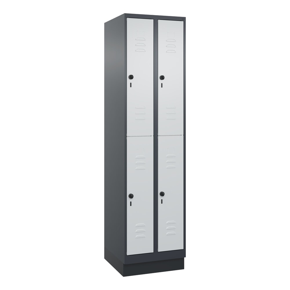 C+P Doppelstock-Spind Classic PLUS, Sockel, 2 Abteile, HxBxT 1.950 x 500 x 500 mm, anthrazitgrau, lichtgrau, 4 Fächer, für Vorhängeschloss Produktabbildung Nr. 9: C+P Doppelstock-Spind Classic PLUS, Sockel, 2 Abteile, HxBxT 1.950 x 500 x 500 mm, anthrazitgrau, lichtgrau, 4 Fächer, für Vorhängeschloss