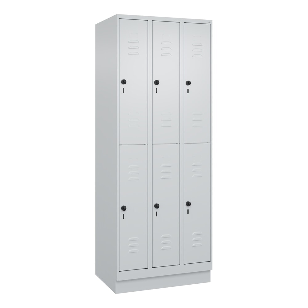 Produktabbildung Nr. 9: C+P Doppelstock-Spind Classic PLUS, Sockel, 3 Abteile, HxBxT 1.950 x 750 x 500 mm, lichtgrau, lichtgrau, 6 Fächer, für Vorhängeschloss