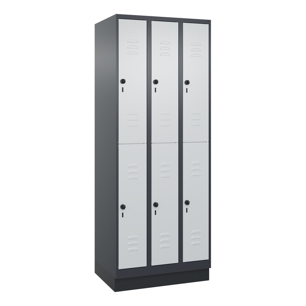Produktabbildung Nr. 9: C+P Doppelstock-Spind Classic PLUS, Sockel, 3 Abteile, HxBxT 1.950 x 750 x 500 mm, anthrazitgrau, lichtgrau, 6 Fächer, für Vorhängeschloss