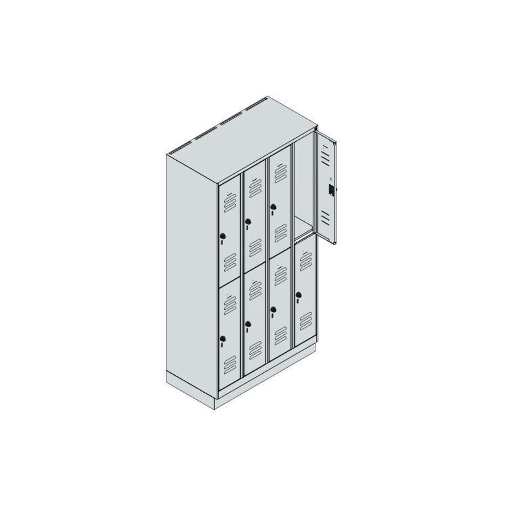 C+P Doppelstock-Spind Classic PLUS, Sockel, 4 Abteile, HxBxT 1.950 x 1.000 x 500 mm, lichtgrau, enzianblau, 8 Fächer, für Vorhängeschloss Produktabbildung Nr. 8: C+P Doppelstock-Spind Classic PLUS, Sockel, 4 Abteile, HxBxT 1.950 x 1.000 x 500 mm, lichtgrau, enzianblau, 8 Fächer, für Vorhängeschloss