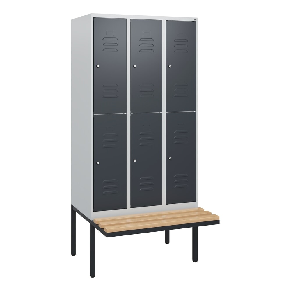 C+P Doppelstock-Spind Classic PLUS, 3 Abteile, HxBxT 1.950 x 900 x 815 mm, Zylinderschloss, auskragende Bank aus Buche, lichtgrau, anthrazitgrau Produktabbildung Nr. 9: C+P Doppelstock-Spind Classic PLUS, 3 Abteile, HxBxT 1.950 x 900 x 815 mm, Zylinderschloss, auskragende Bank aus Buche, lichtgrau, anthrazitgrau