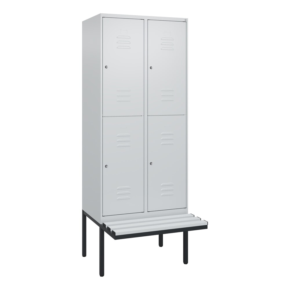 Produktabbildung Nr. 9: C+P Doppelstock-Spind Classic PLUS, 2 Abteile, HxBxT 2.120 x 800 x 815 mm, Zylinderschloss, auskragende Bank aus Kunststoff, lichtgrau, lichtgrau
