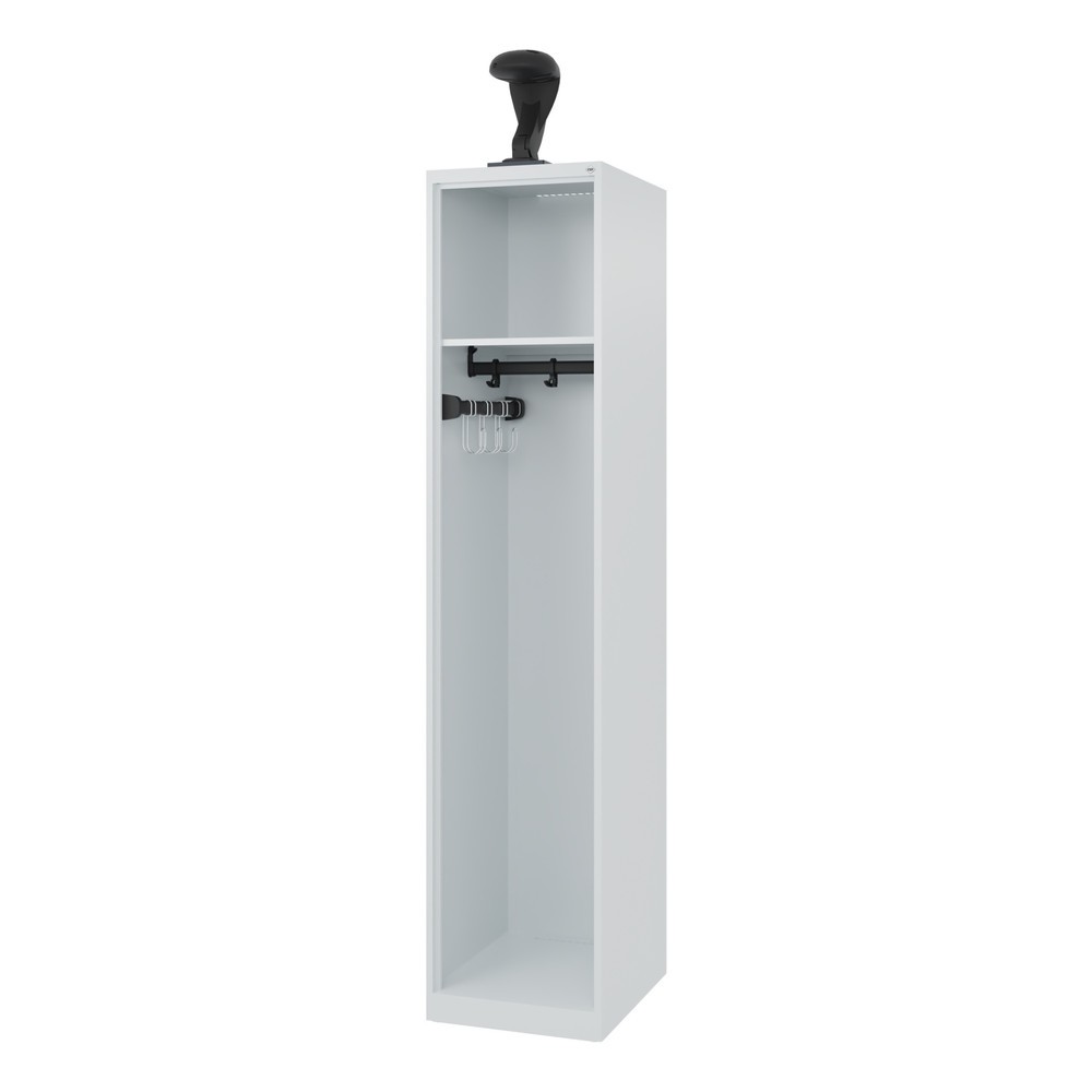 Produktabbildung: C+P Feuerwehrspind EXPERT, Bodengleiter, 1 Abteil, HxBxT 1.850 x 400 x 500 mm, lichtgrau, mit Helmhalter