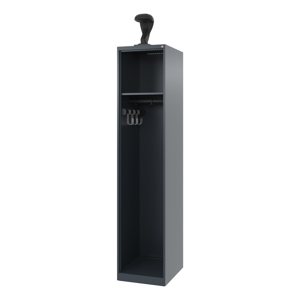 Produktabbildung: C+P Feuerwehrspind EXPERT, Bodengleiter, 1 Abteil, HxBxT 1.850 x 400 x 500 mm, anthrazitgrau, mit Helmhalter